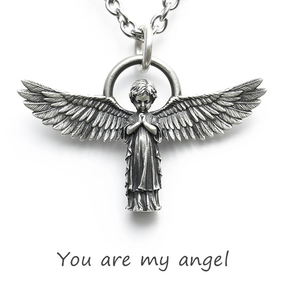 Christianartworkshop Collier de protection Ange priant aux ailes déployées - image 1