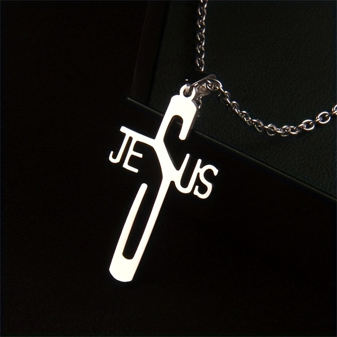 Christianartworkshop Collier en acier inoxydable avec croix de Jésus-Christ - image 1