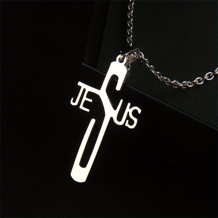 Christianartworkshop Collier en acier inoxydable avec croix de Jésus-Christ - image 1