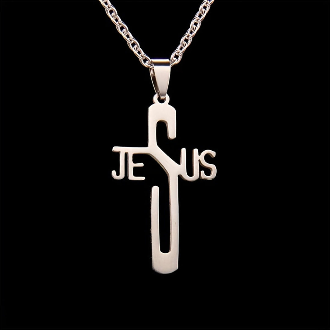 Christianartworkshop Collier en acier inoxydable avec croix de Jésus-Christ - image 3