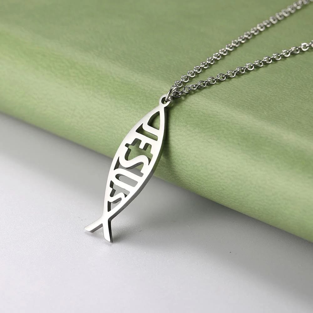 Christianartworkshop Collier en forme de poisson Jésus - Argent - image 6