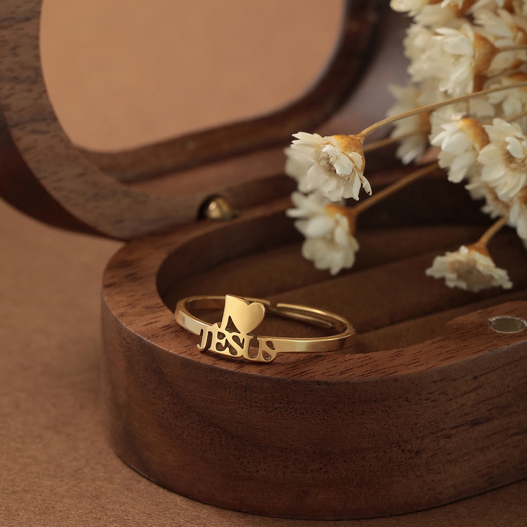 Atelier d'art chrétien « J'aime Jésus » Bague minimaliste de foi chrétienne - Doré (Convient aux tailles américaines 6 à 13) - image 0
