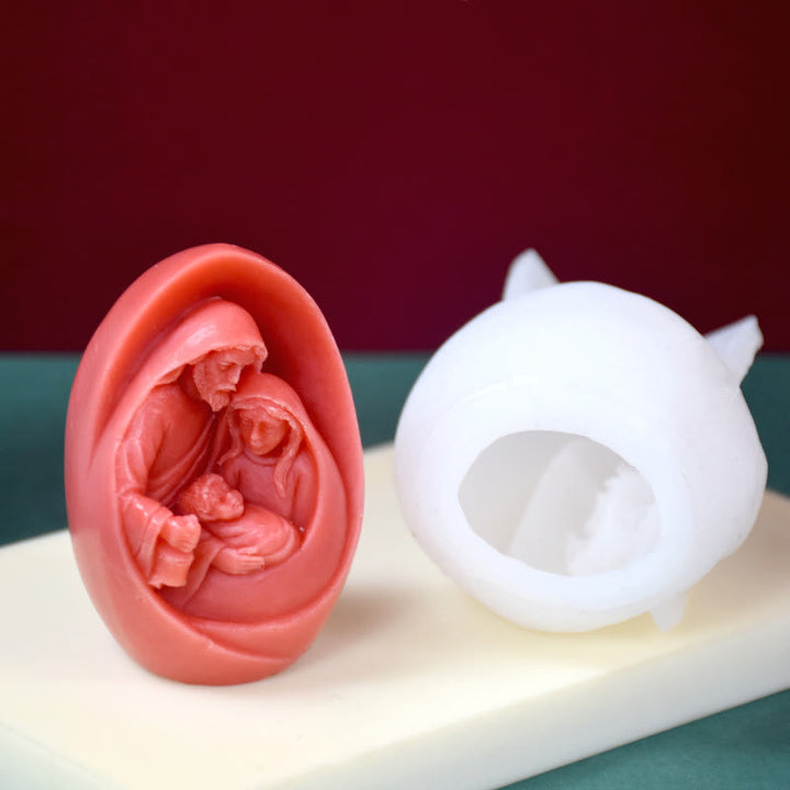 Moule en silicone pour figurine 3D faite main, moule pour bougie Sainte Famille - image 4