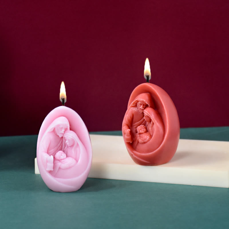 Moule en silicone pour figurine 3D faite main, moule pour bougie Sainte Famille - image 1