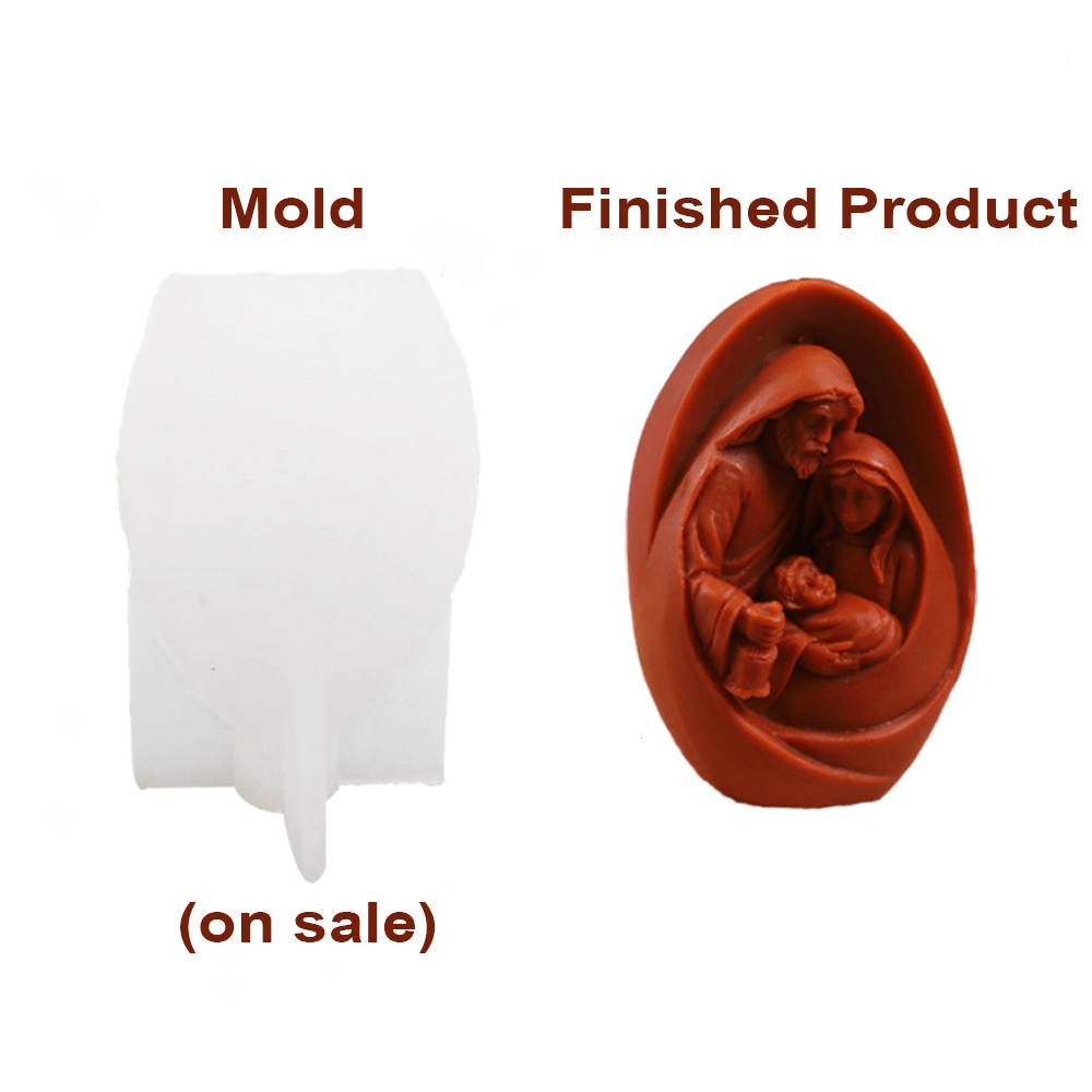 Moule en silicone pour figurine 3D faite main, moule pour bougie Sainte Famille - image 7