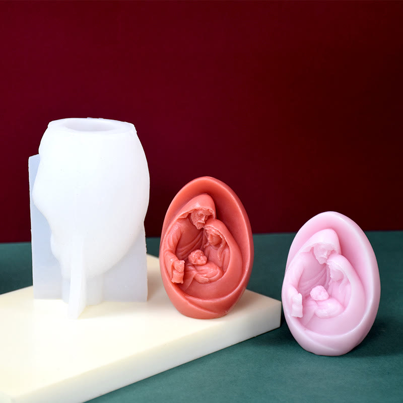Moule en silicone pour figurine 3D faite main, moule pour bougie Sainte Famille - Moule de la Sainte Famille - image 0