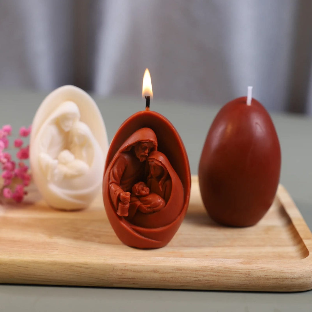 Moule en silicone pour figurine 3D faite main, moule pour bougie Sainte Famille - image 3