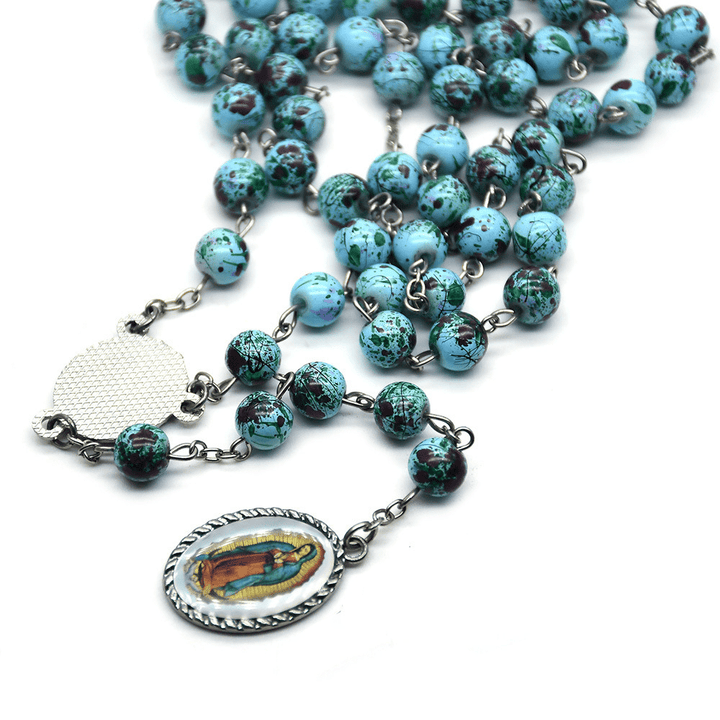 Chapelet de perles de verre bleu Notre-Dame de Guadalupe - image 2