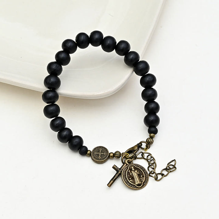 Christianartworkshop Bracelet de protection Saint Benoît le Bienheureux en perles d'ébène - image 7
