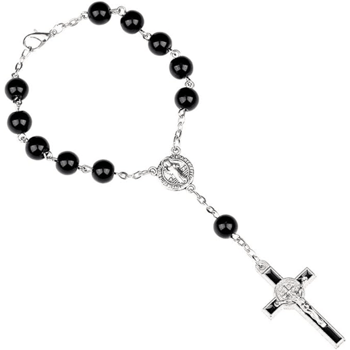 Bracelet chapelet de poche en perles, fait main - Noir - image 0