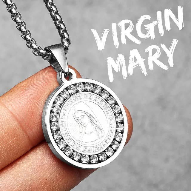 Christianartworkshop Collier pendentif Vierge Marie en titane serti de zircon - image 8