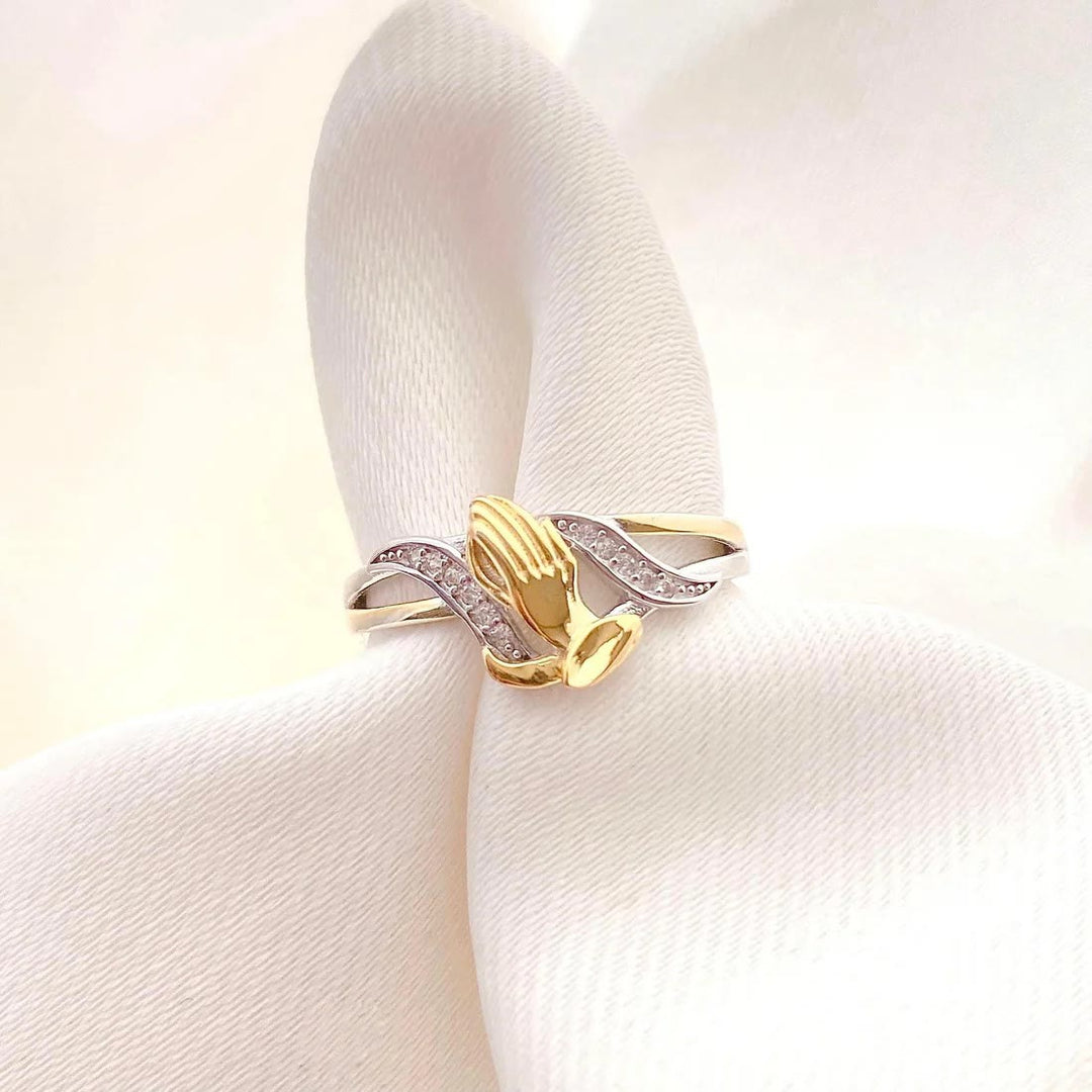 Bague en or et argent « Mains en prière » de Christianartworkshop - image 6