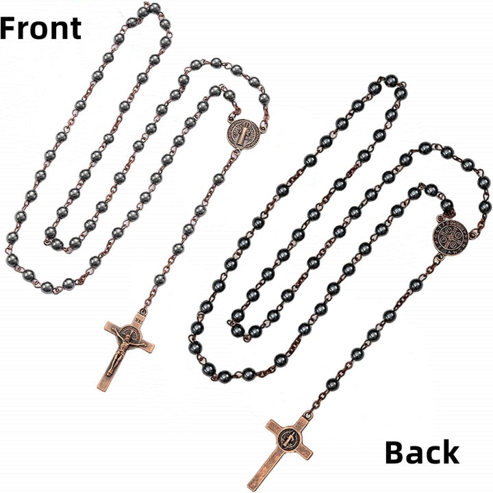 Médaille et crucifix de Saint Benoît, chapelet de calculs biliaires noirs - image 10