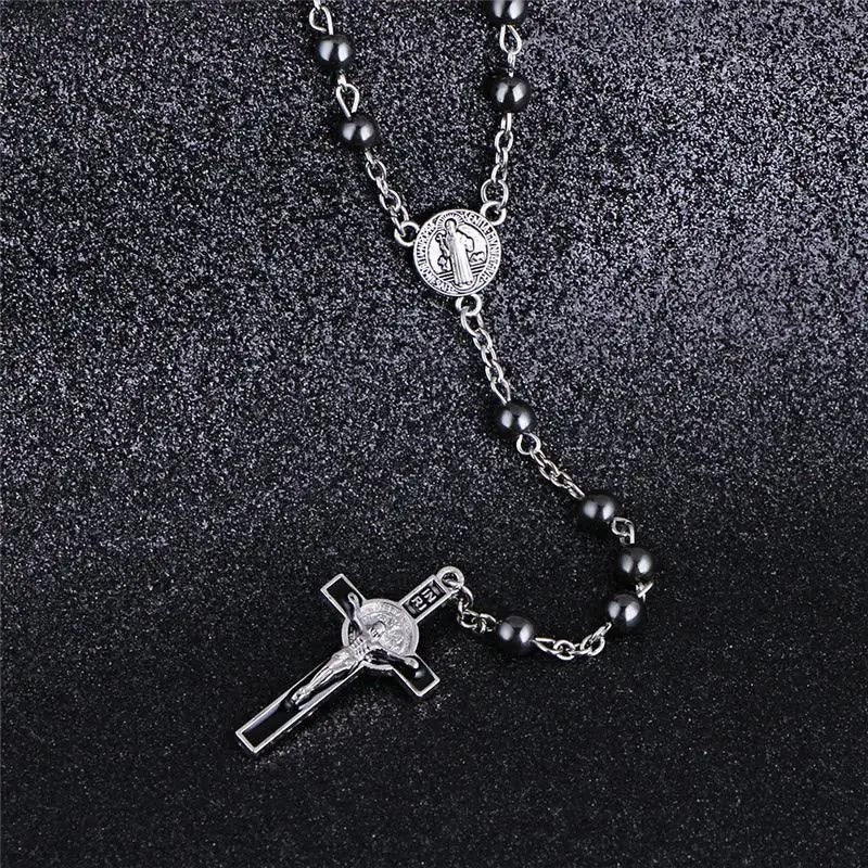 Médaille et crucifix de Saint Benoît, chapelet de calculs biliaires noirs - image 3