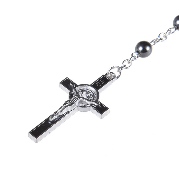 Médaille et crucifix de Saint Benoît, chapelet de calculs biliaires noirs - image 4