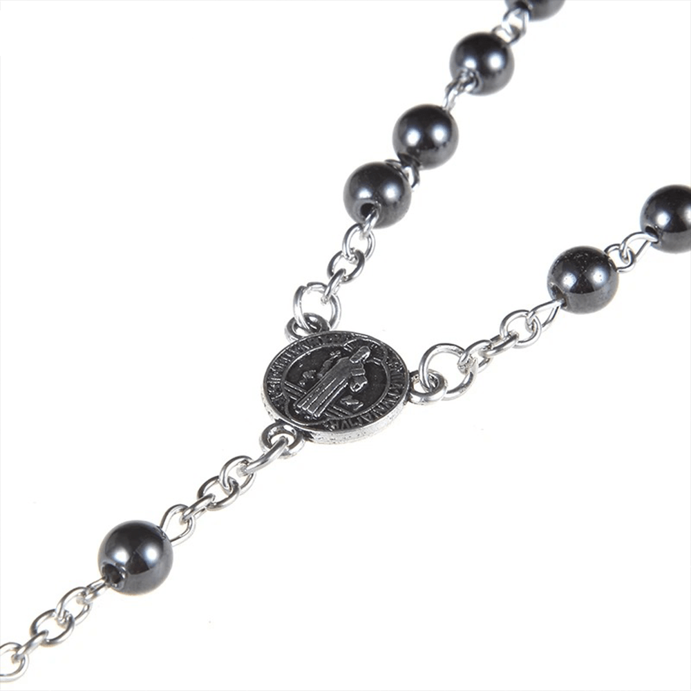 Médaille et crucifix de Saint Benoît, chapelet de calculs biliaires noirs - image 5
