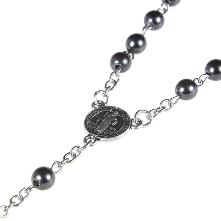 Médaille et crucifix de Saint Benoît, chapelet de calculs biliaires noirs - image 5