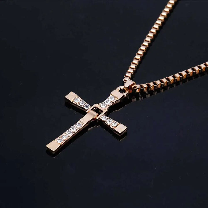 Christianartworkshop Collier pendentif croix en cristal - Doré - image 6