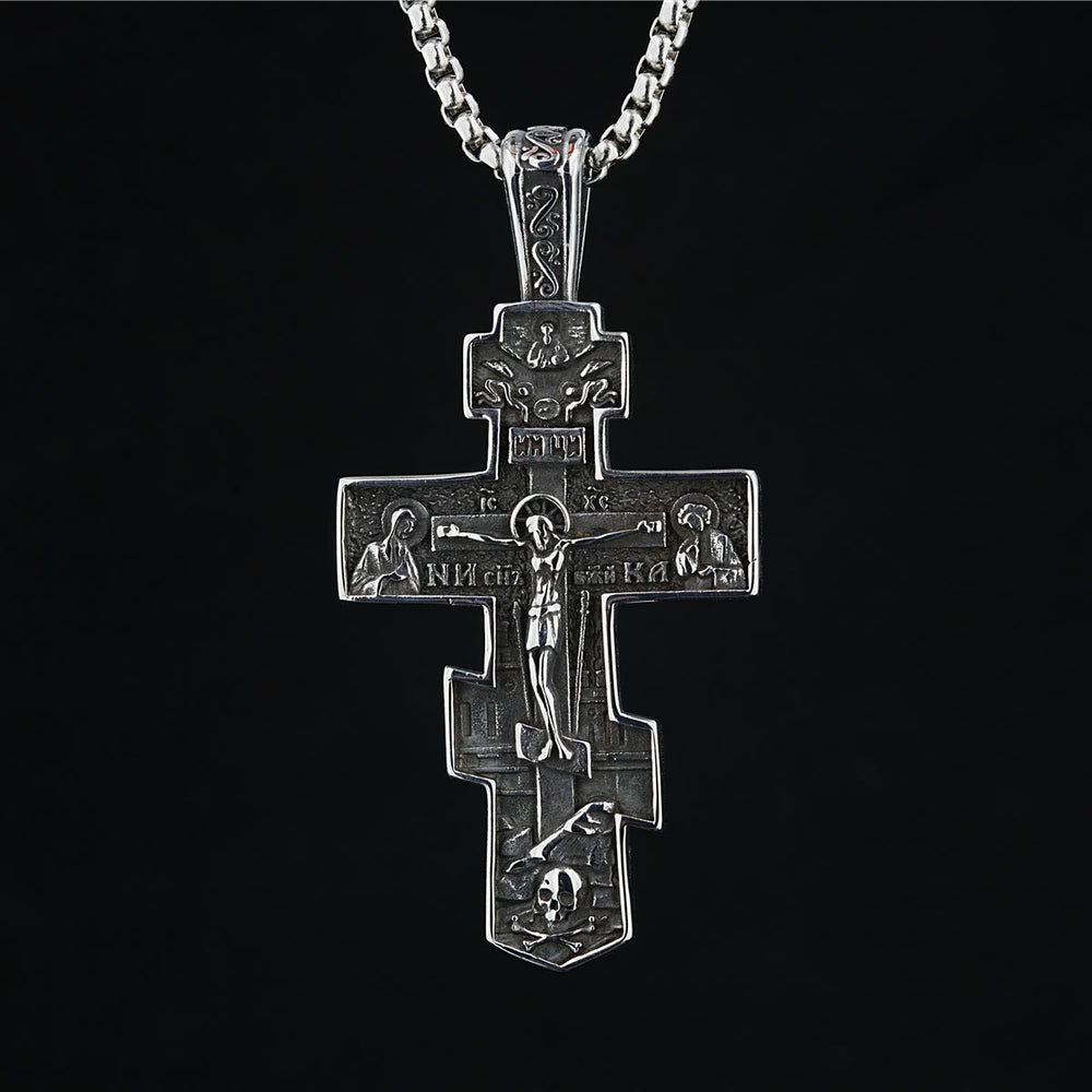 Christianartworkshop LA FOI COMME ARMURE : Collier crucifix orthodoxe avec croix de Jésus - image 1
