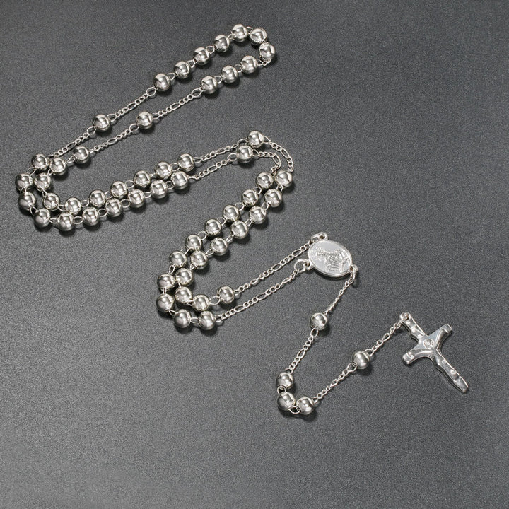 Chapelet chrétien avec longue chaîne en forme de croix de Jésus - Argent - image 4