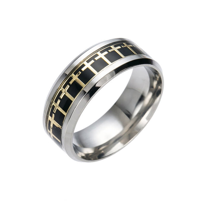 Bague Croix de Jésus Brillante de Christianartworkshop, Bijou Religieux - Or noir - US 13 - image 8