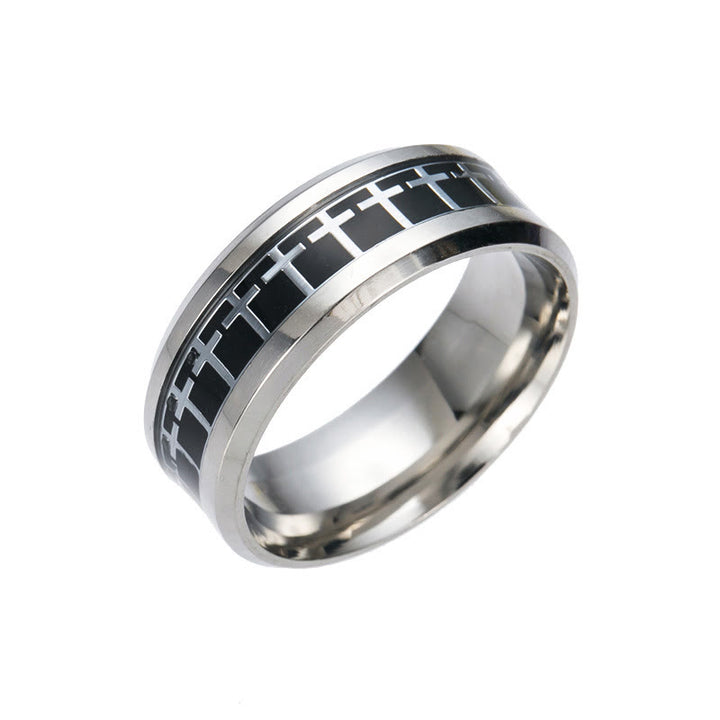 Bague Croix de Jésus Brillante de Christianartworkshop, Bijou Religieux - Noir-argent - US 13 - image 9