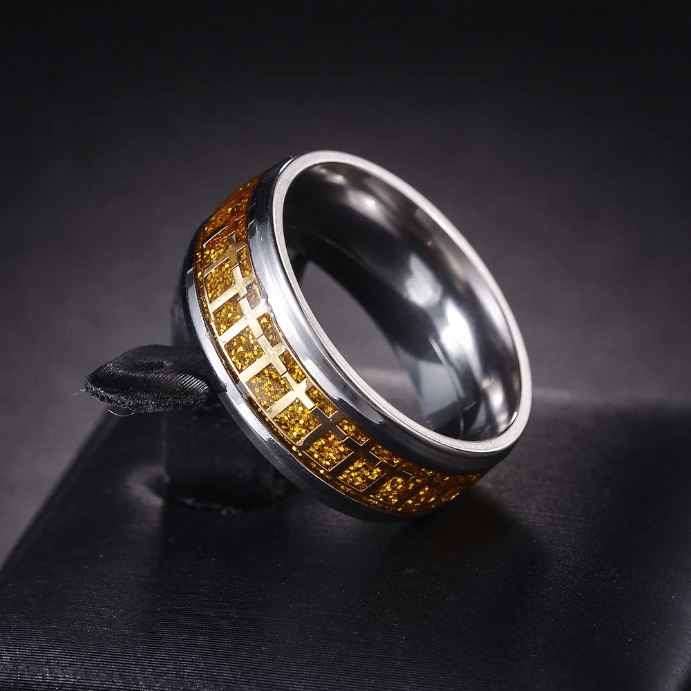 Bague Croix de Jésus Brillante de Christianartworkshop, Bijou Religieux - Doré - US 13 - image 2