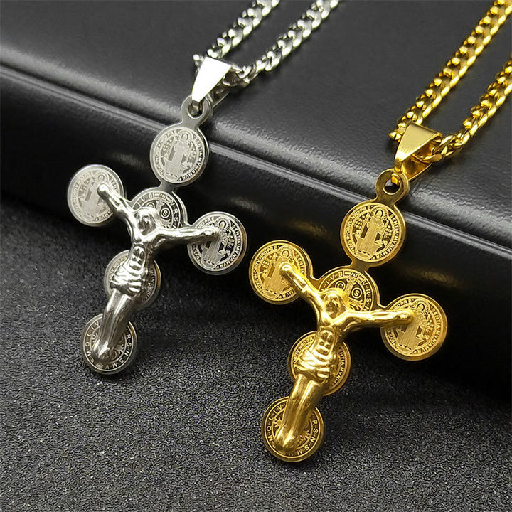Christianartworkshop Collier pendentif Croix de Saint Benoît - Doré - image 0