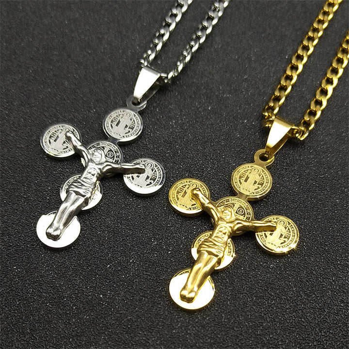 Christianartworkshop Collier pendentif Croix de Saint Benoît - image 4
