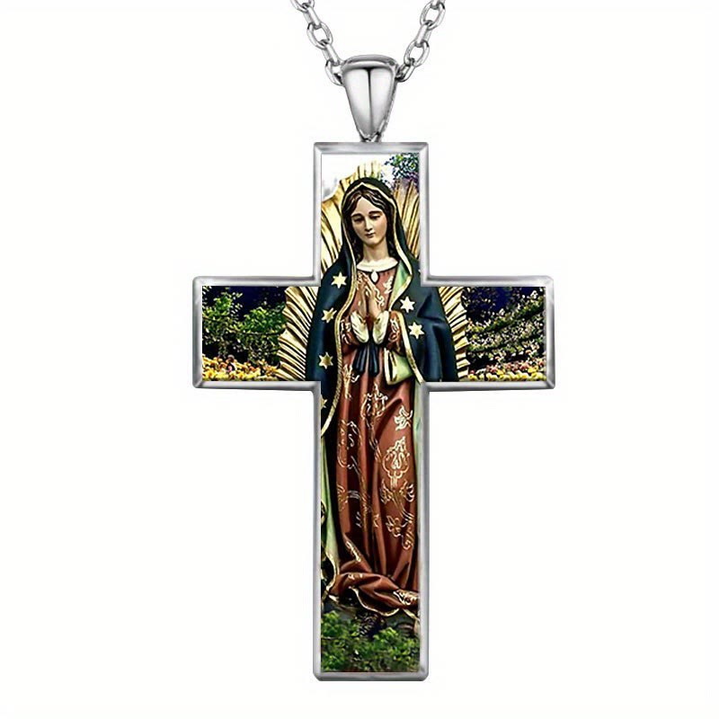 Christianartworkshop Collier pendentif croix de la Vierge Marie - Bijou religieux - image 2