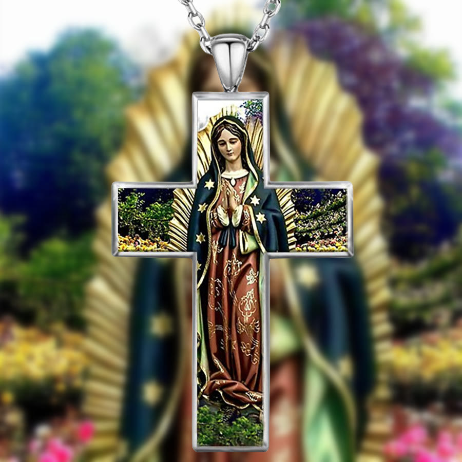 Christianartworkshop Collier pendentif croix de la Vierge Marie - Bijou religieux - Vierge Marie - image 0