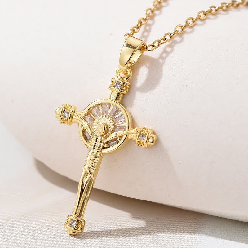 Christianartworkshop Croix de Jésus Crucifix Collier de Foi Chrétienne - Doré - image 0