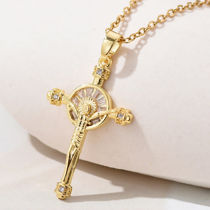 Christianartworkshop Croix de Jésus Crucifix Collier de Foi Chrétienne - Doré - image 0
