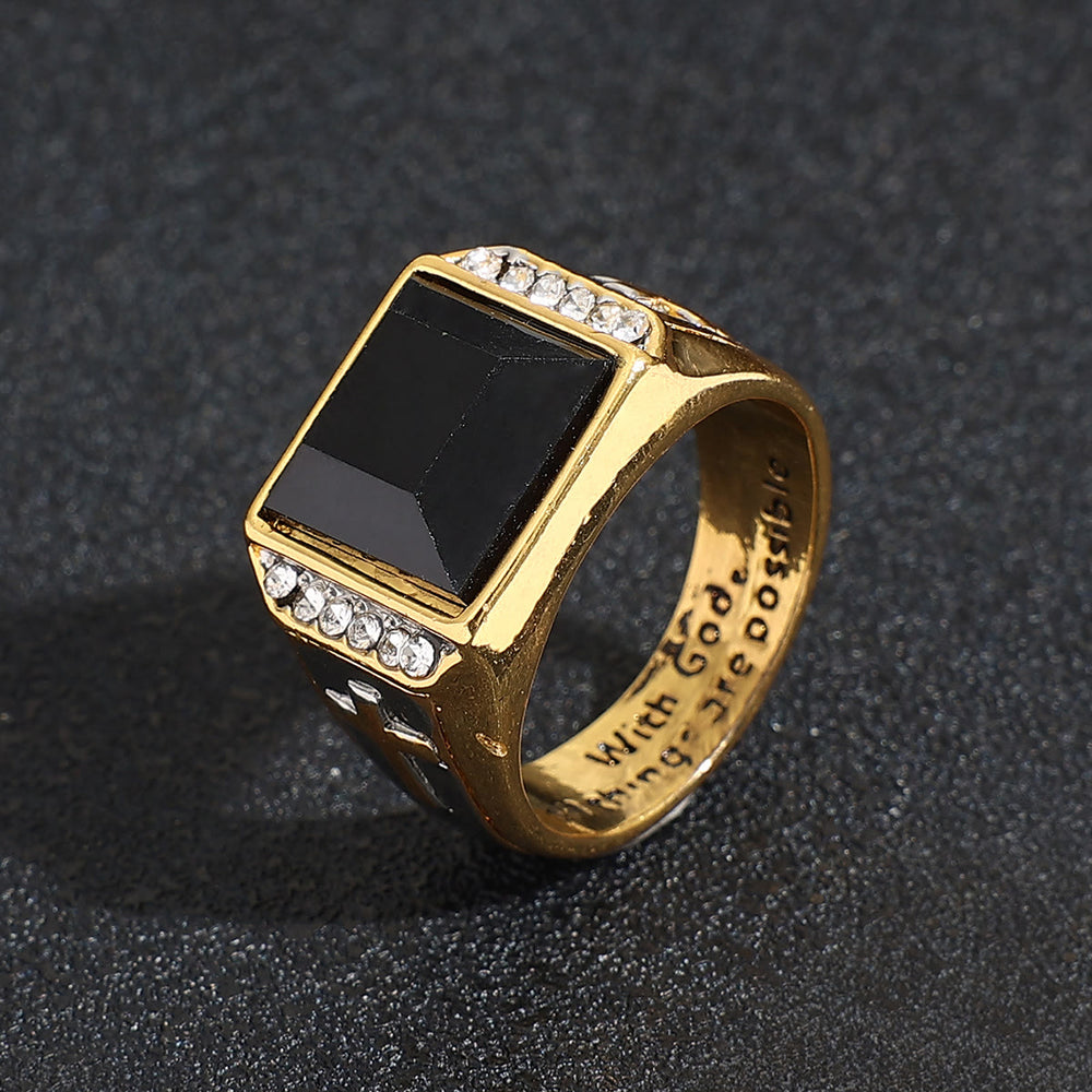Bague croix bicolore plaquée Christianartworkshop - Avec Dieu, tout est possible - image 1