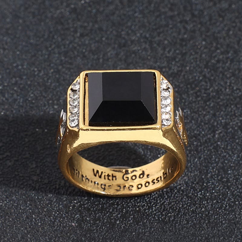 Bague croix bicolore plaquée Christianartworkshop - Avec Dieu, tout est possible - US 13 - image 0