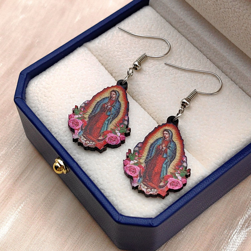 Christianartworkshop Boucles d'oreilles colorées Notre-Dame de Guadalupe Vierge Marie - image 1