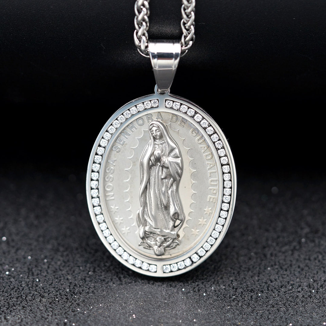Christianartworkshop Collier pendentif religieux en acier inoxydable de la Vierge Marie - Argent - image 0