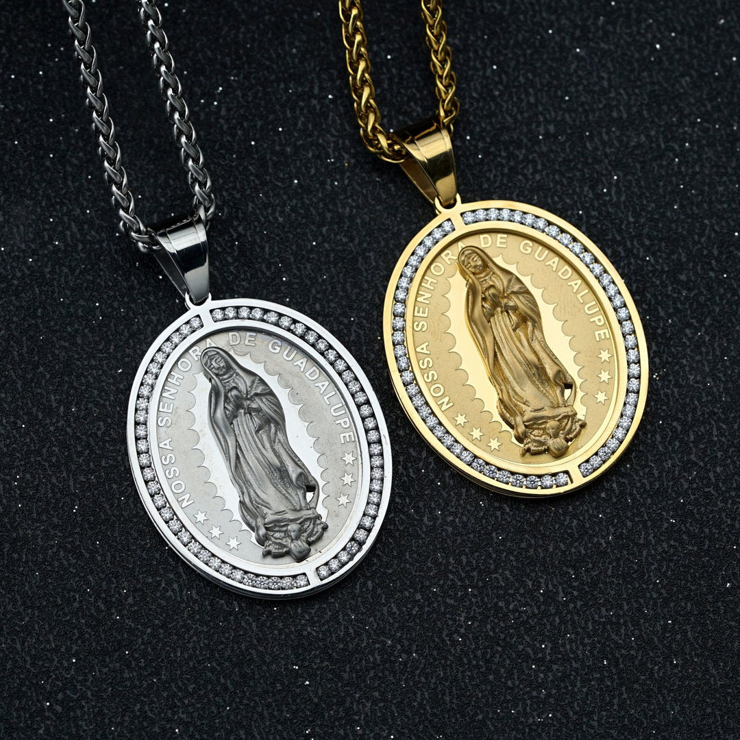 Christianartworkshop Collier pendentif religieux en acier inoxydable de la Vierge Marie - image 1