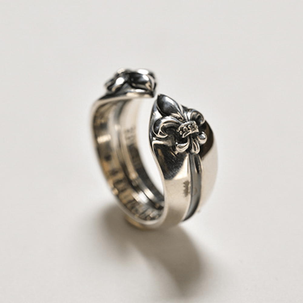 Bague ajustable croix iris médiévale rétro Christianartworkshop - image 1