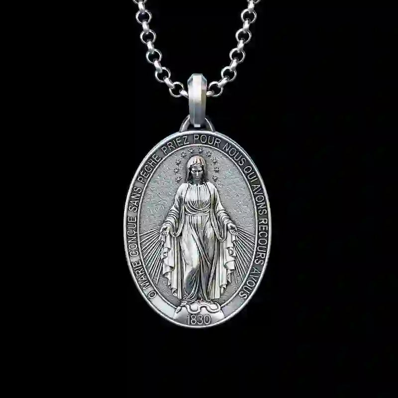 Christianartworkshop Collier pendentif Maria en argent massif, bijou religieux - image 1