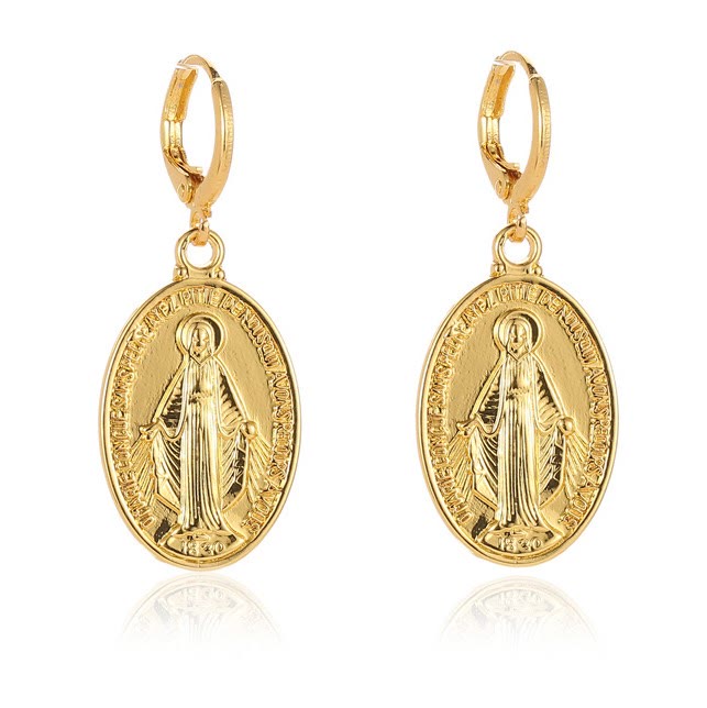 Christianartworkshop Médailles miraculeuses de Marie Boucles d'oreilles religieuses - image 4