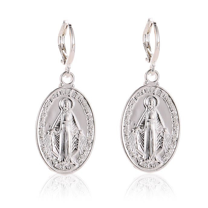 Christianartworkshop Médailles miraculeuses de Marie Boucles d'oreilles religieuses - image 5