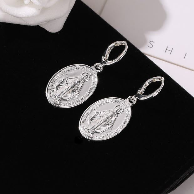Christianartworkshop Médailles miraculeuses de Marie Boucles d'oreilles religieuses - Argent - image 3