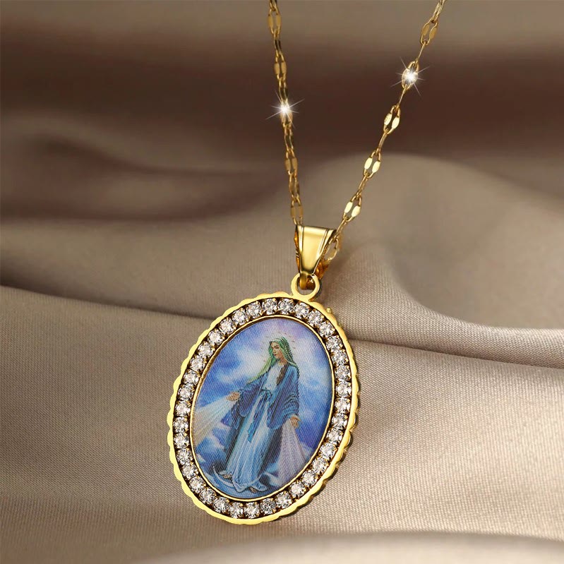 Christianartworkshop Collier avec peinture de la Vierge Marie, bijou icône religieuse - image 1