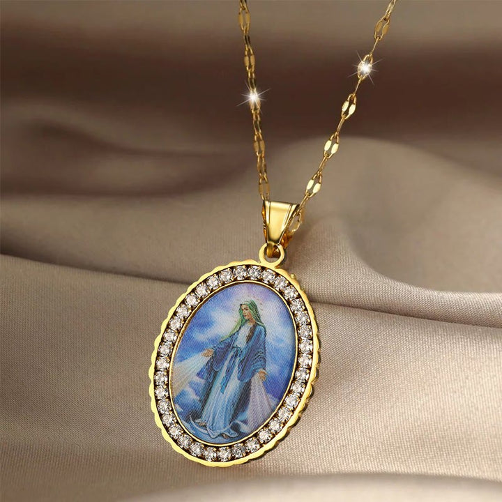 Christianartworkshop Collier avec peinture de la Vierge Marie, bijou icône religieuse - image 1