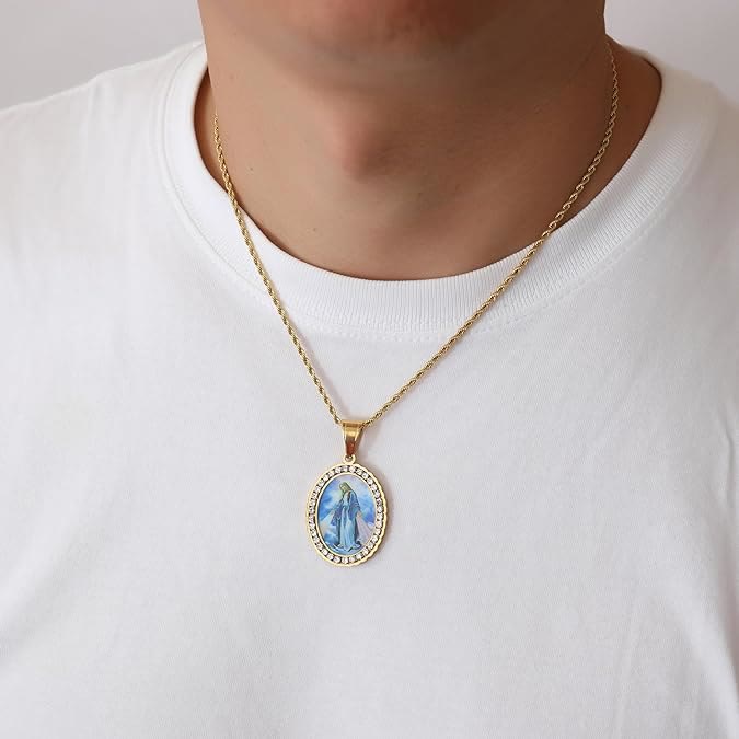 Christianartworkshop Collier avec peinture de la Vierge Marie, bijou icône religieuse - image 4