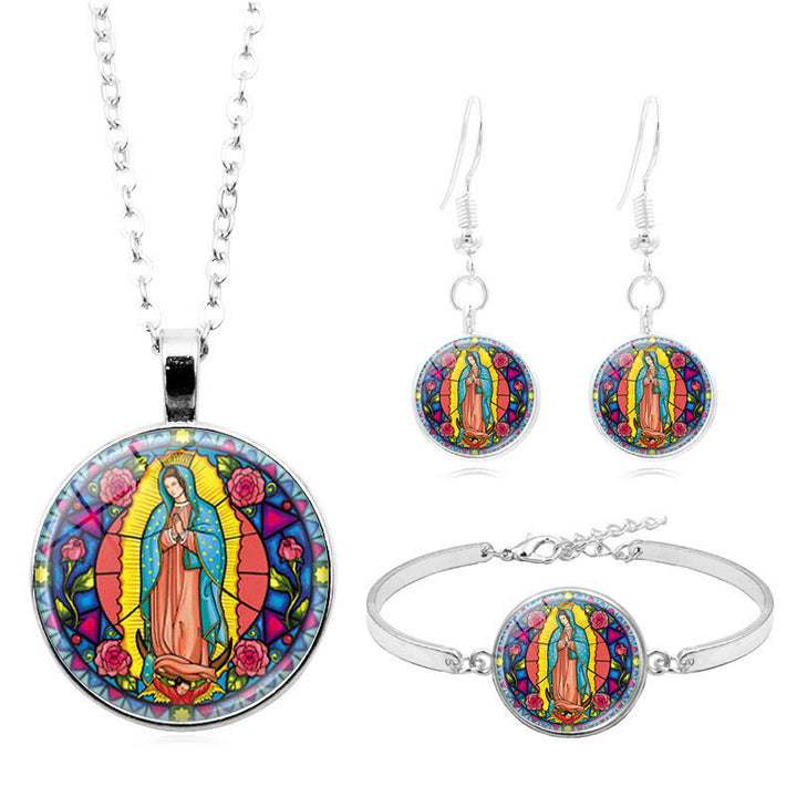 Christianartworkshop Ensemble de bijoux religieux en verre Sainte-Marie Notre-Dame - 3/ensemble - image 0