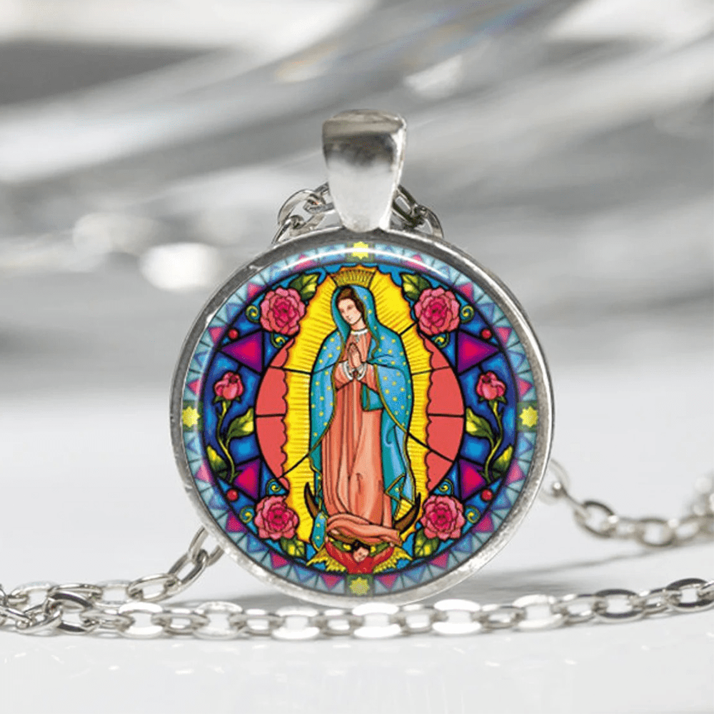 Christianartworkshop Ensemble de bijoux religieux en verre Sainte-Marie Notre-Dame - image 1