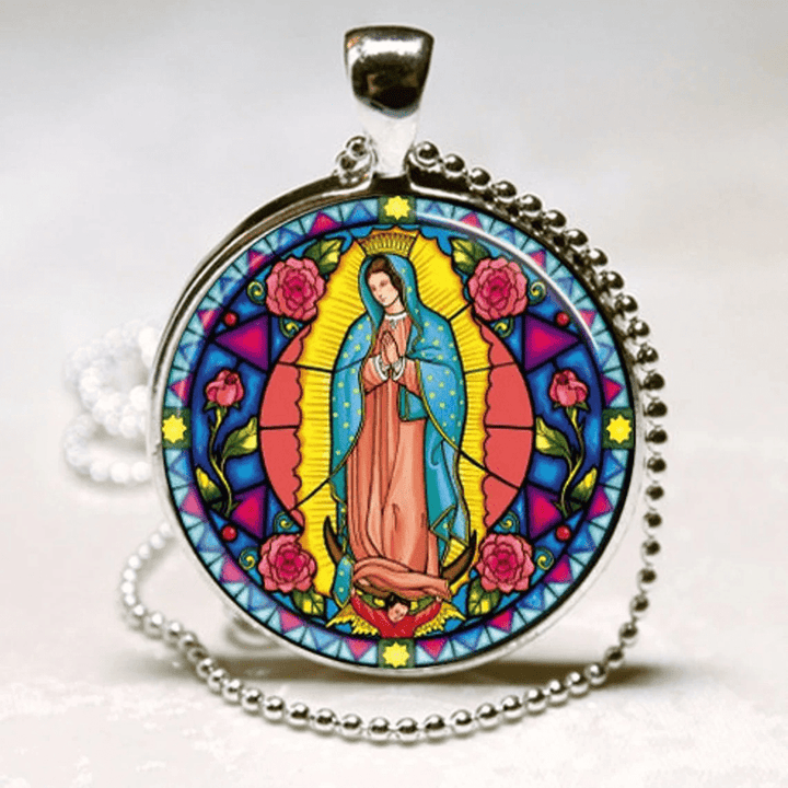 Christianartworkshop Ensemble de bijoux religieux en verre Sainte-Marie Notre-Dame - image 2