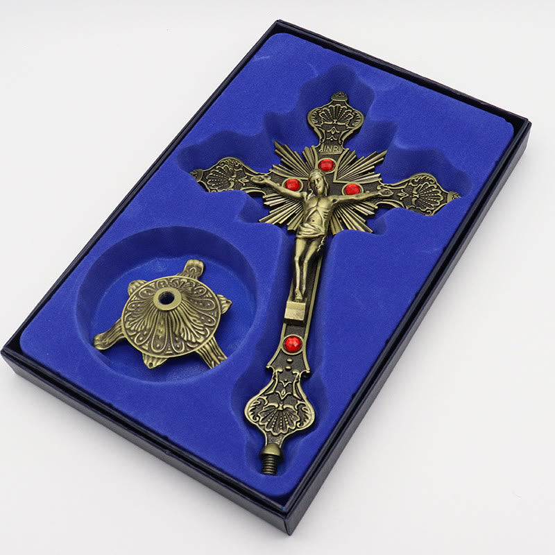 Crucifix décoratif représentant le Seigneur Jésus-Christ debout - Bronze - image 0